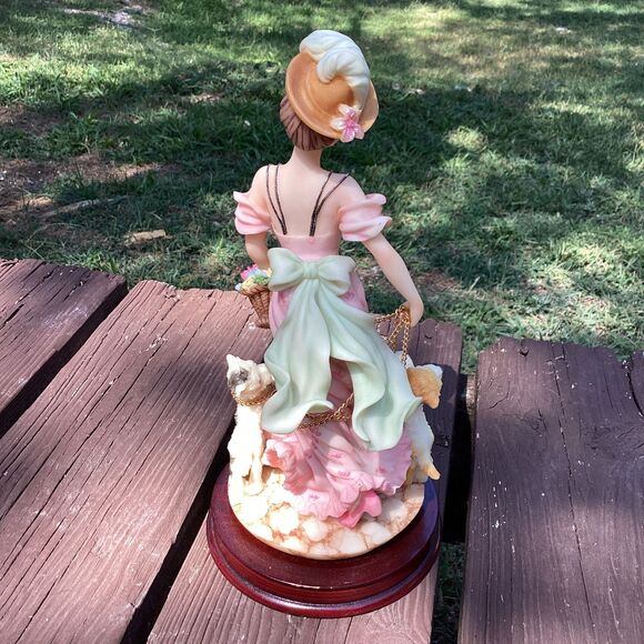 D Capoli Collection Porcelain Figurine Lady with Dogs and Flowers Collectible - Picture 2 of 6